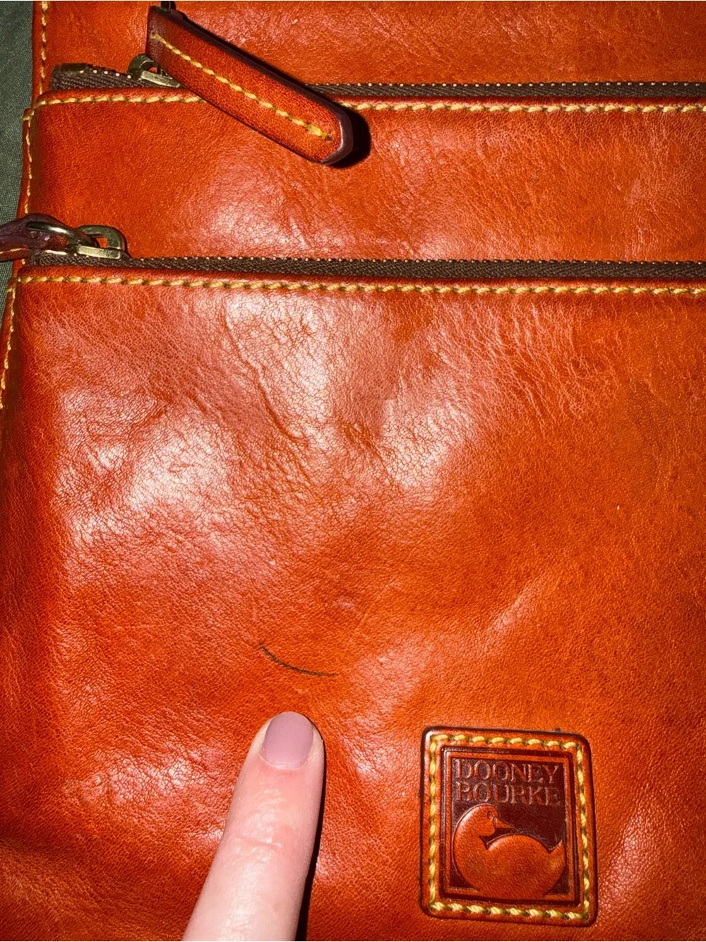 Vintage Dooney & Bourke Orangeish Red Leather Crossbody with Tassel